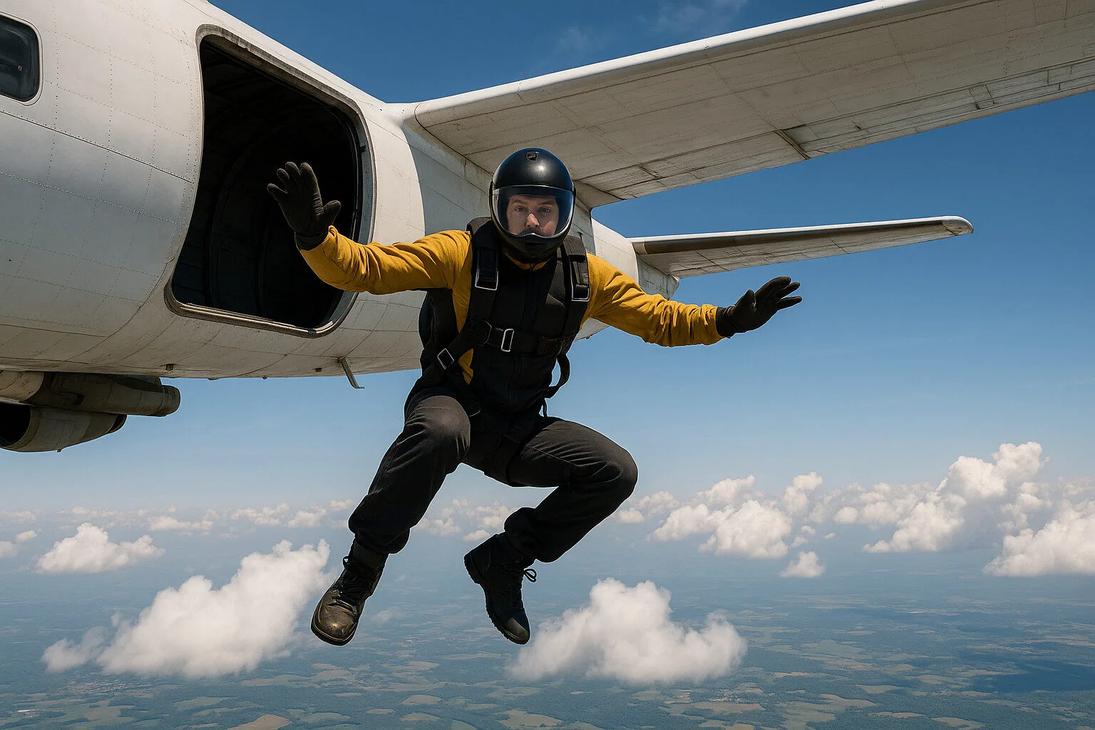 Il lancio con il paracadute come esempio di scarica di adrenalina, studio dentistico di Kilchberg